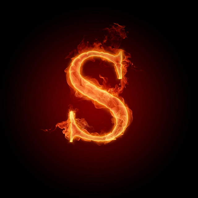 Fire letter s black background #3 free wallpaper for tablet - medium preview image