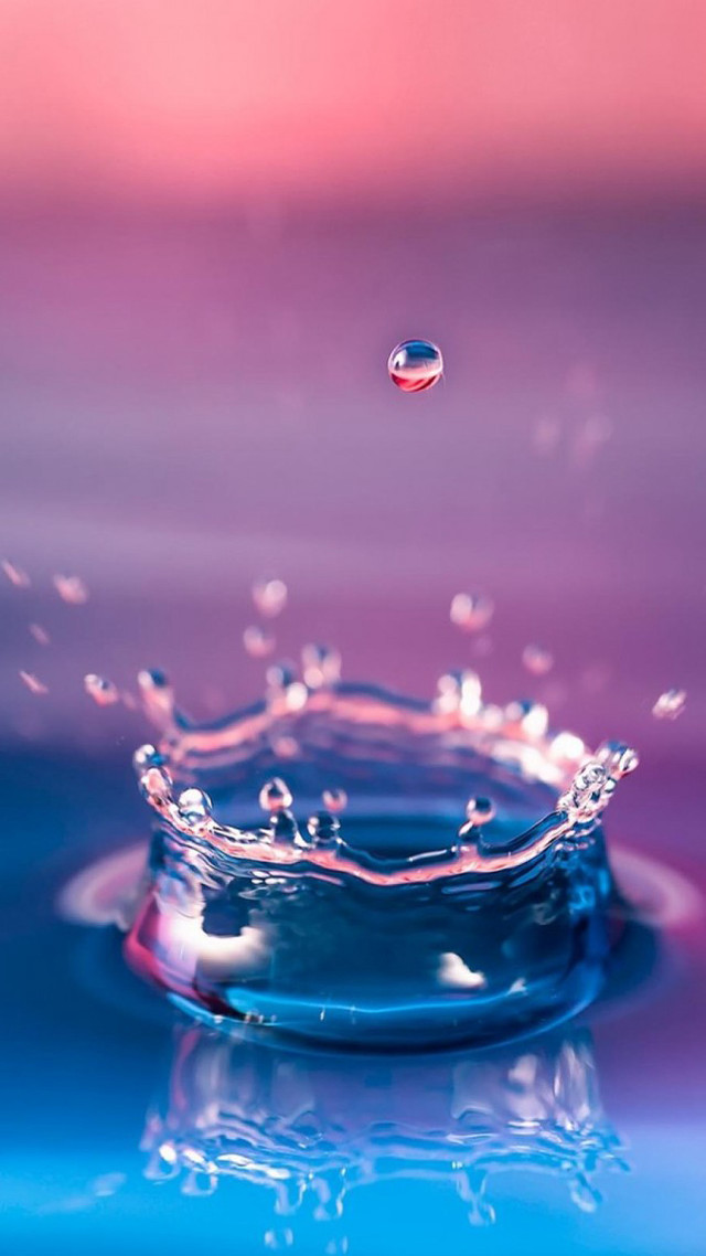 Water droplet blue pink background #3 free wallpaper for mobile - medium preview image