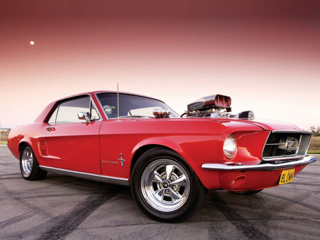 Red mustang parking lot dream free wallpaper for desktop - medium preview image