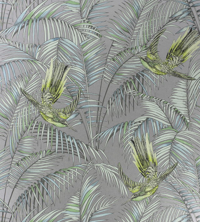 Green bird palm leaves gray free wallpaper for tablet - medium preview image