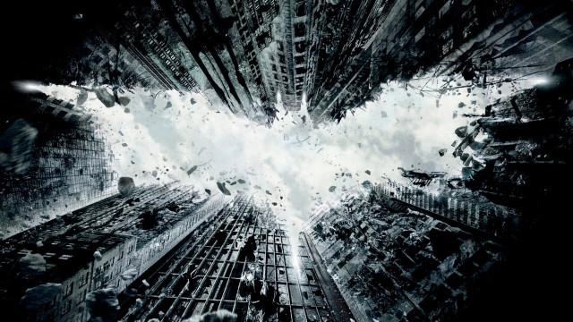 Batman poster city clouds lightning free wallpaper for desktop - medium preview image