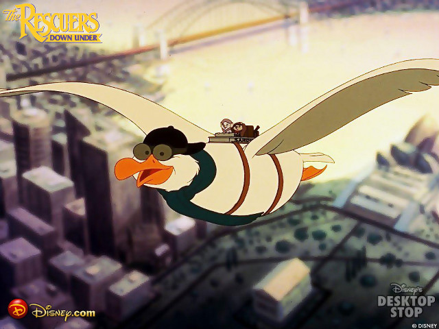 Cartoon character flying bird city free wallpaper for desktop - medium preview image