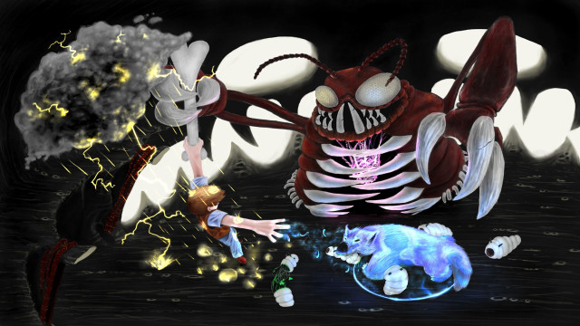 Cartoon character large body fire free wallpaper for desktop - medium preview image