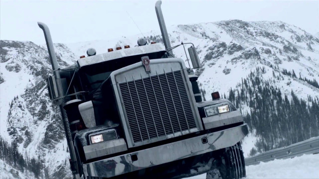 Large truck snow covered road free wallpaper for desktop - medium preview image