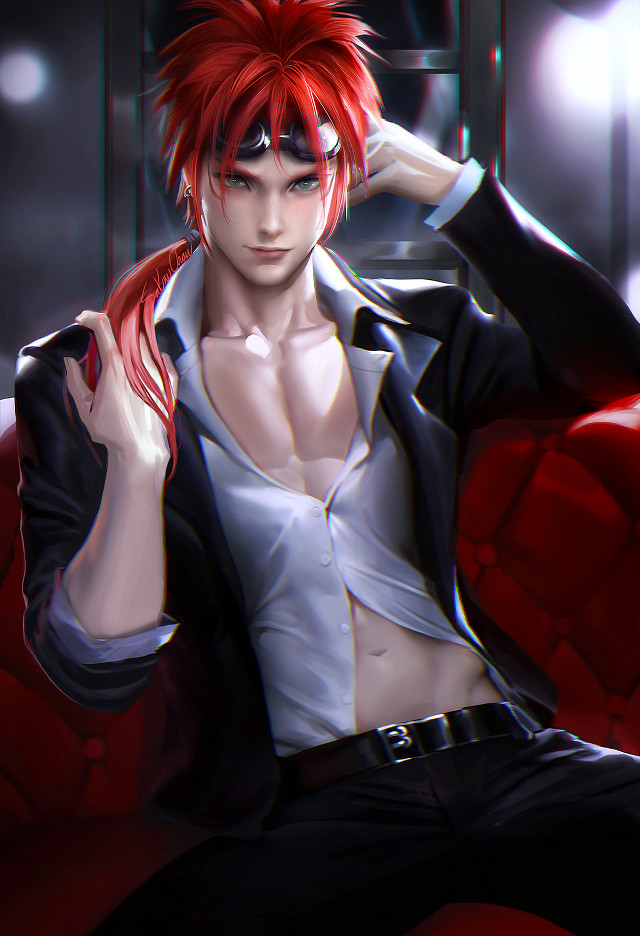 Red haired man sitting on free wallpaper for mobile - medium preview image