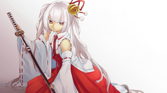 Woman sword crown sitting red free wallpaper for desktop - medium preview image