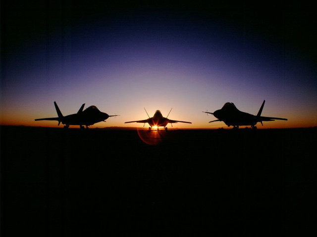 Fighter jets sunset silhouette flying free wallpaper for desktop - medium preview image