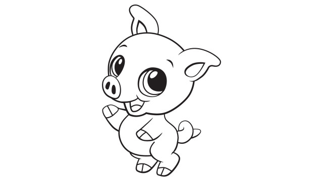 Cartoon pig running big smile free wallpaper for desktop - medium preview image