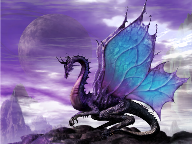 Dragon blue wings rock purple free wallpaper for desktop - medium preview image