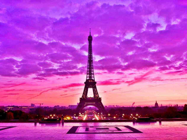 Eiffel tower purple sky city free wallpaper for desktop - medium preview image