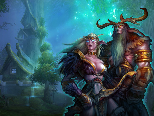 Women costume forest tree building free wallpaper for desktop - medium preview image