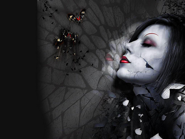 Gothic makeup face break wall free wallpaper for desktop - medium preview image