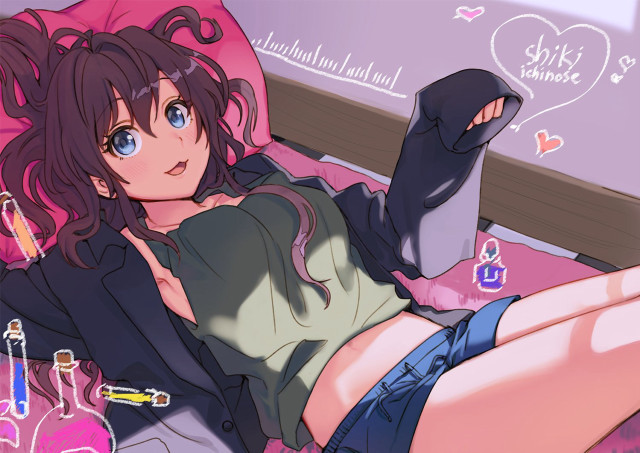 Woman laying bed pink pillow free wallpaper for desktop - medium preview image