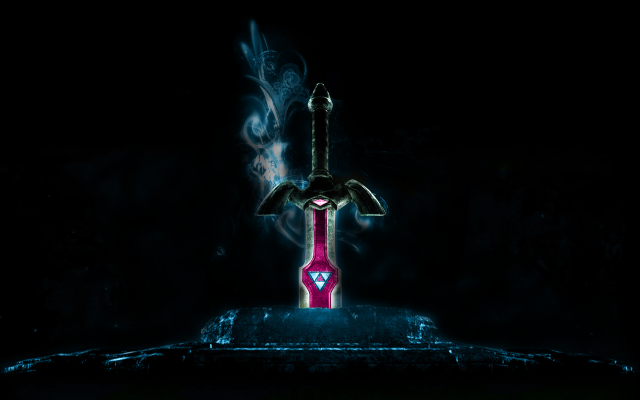 Sword pink handle blue flame free wallpaper for desktop - medium preview image