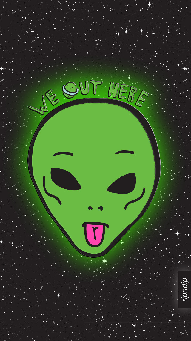 Green alien pink tongue we free wallpaper for mobile - medium preview image