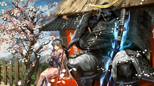 Woman bench horse man armor free wallpaper for desktop - medium preview image