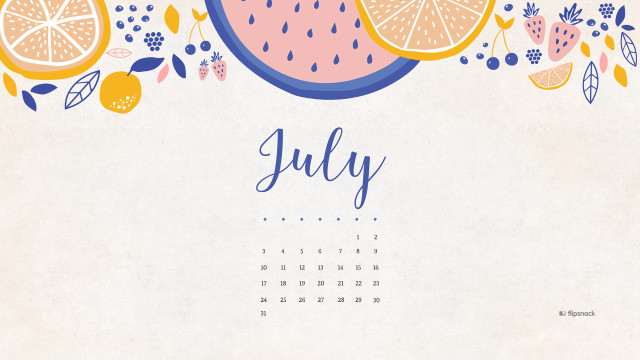 Calendar fruit july minimalist vector free wallpaper for desktop - medium preview image
