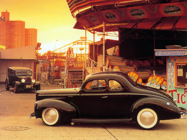 Black car carnival ride sunset free wallpaper for desktop - medium preview image