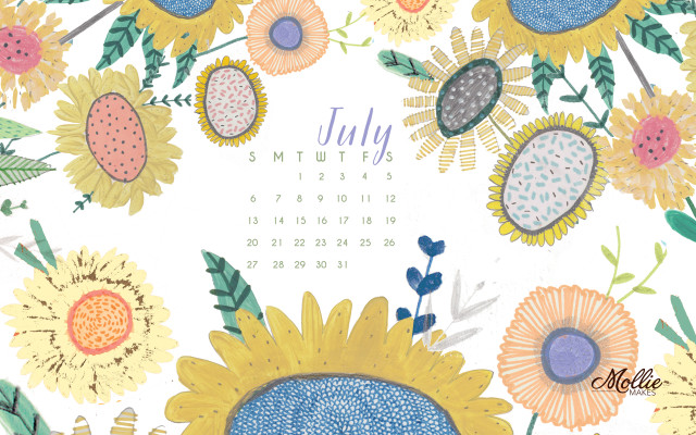 Sunflower calendar july2013 floral naive free wallpaper for desktop - medium preview image