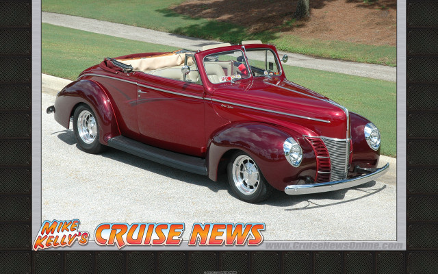 Red car parked road grass free wallpaper for desktop - medium preview image