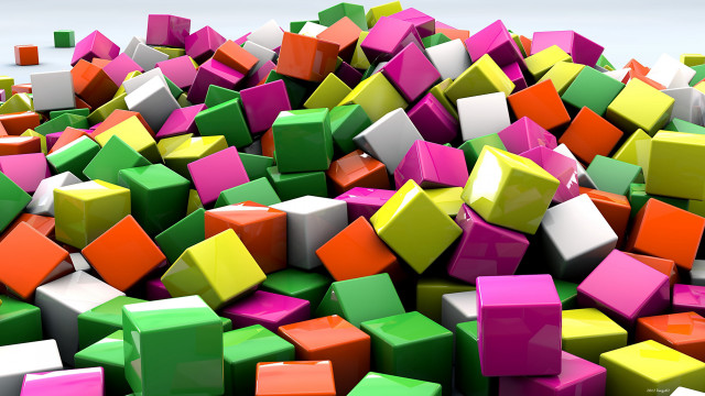 Colorful cubes pile white surface free wallpaper for desktop - medium preview image