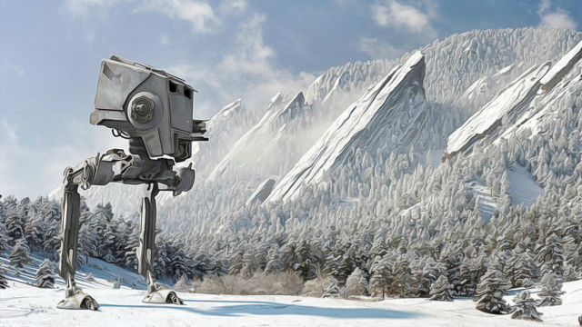 Star wars robot snow mountain free wallpaper for desktop - medium preview image