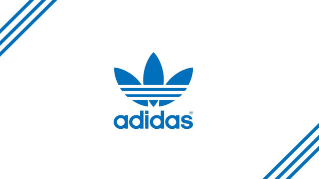 Blue adidas logo white background free wallpaper for desktop - medium preview image