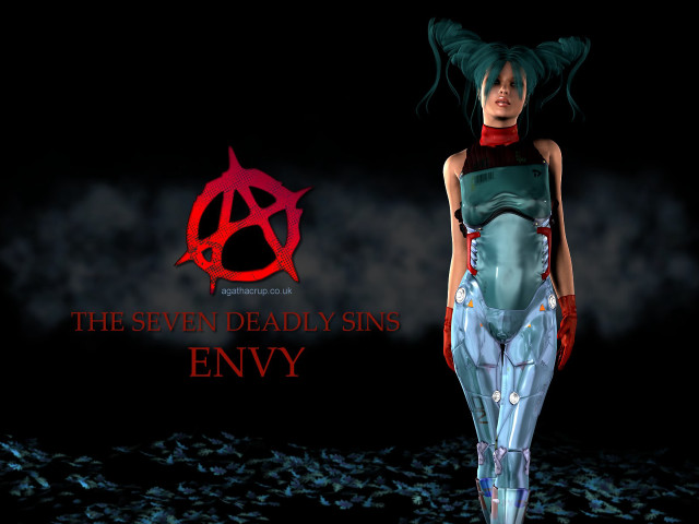 Woman green dress demon head free wallpaper for desktop - medium preview image