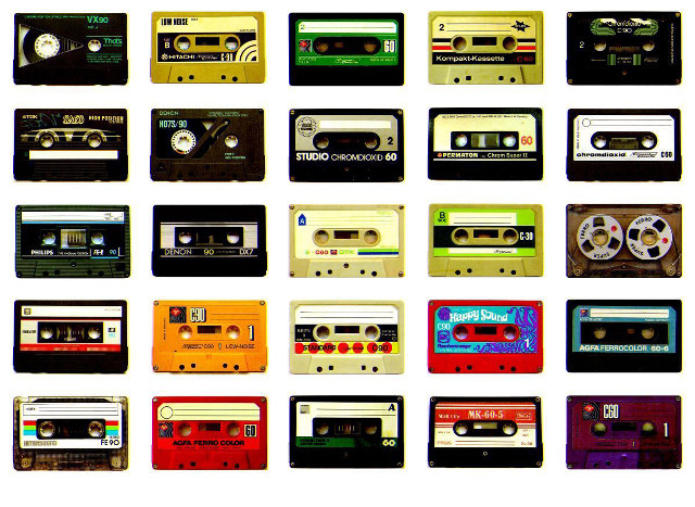 Cassette tapes colorful analog conceptual free wallpaper for desktop - medium preview image