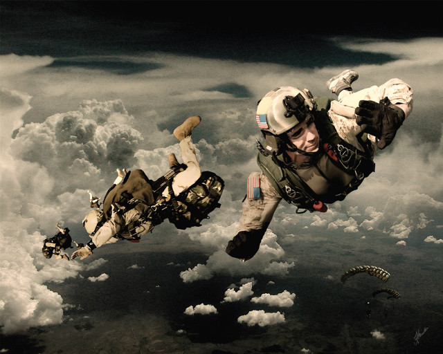 Man parachute suit flying air free wallpaper for desktop - medium preview image