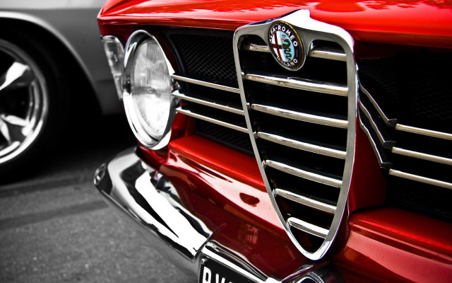 Red car chrome grille black free wallpaper for desktop - medium preview image