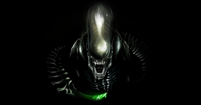 Alien green light black background free wallpaper for desktop - medium preview image