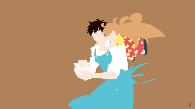 Woman child blue dress backpack free wallpaper for desktop - medium preview image