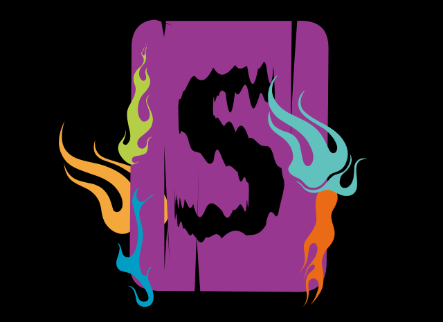 Fire letter s colorful black free wallpaper for desktop - medium preview image