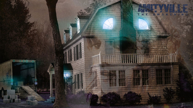 Creepy house green light face free wallpaper for desktop - medium preview image