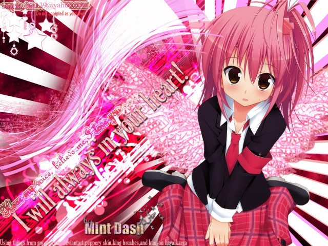 Pink haired girl school uniform free wallpaper for desktop - medium preview image
