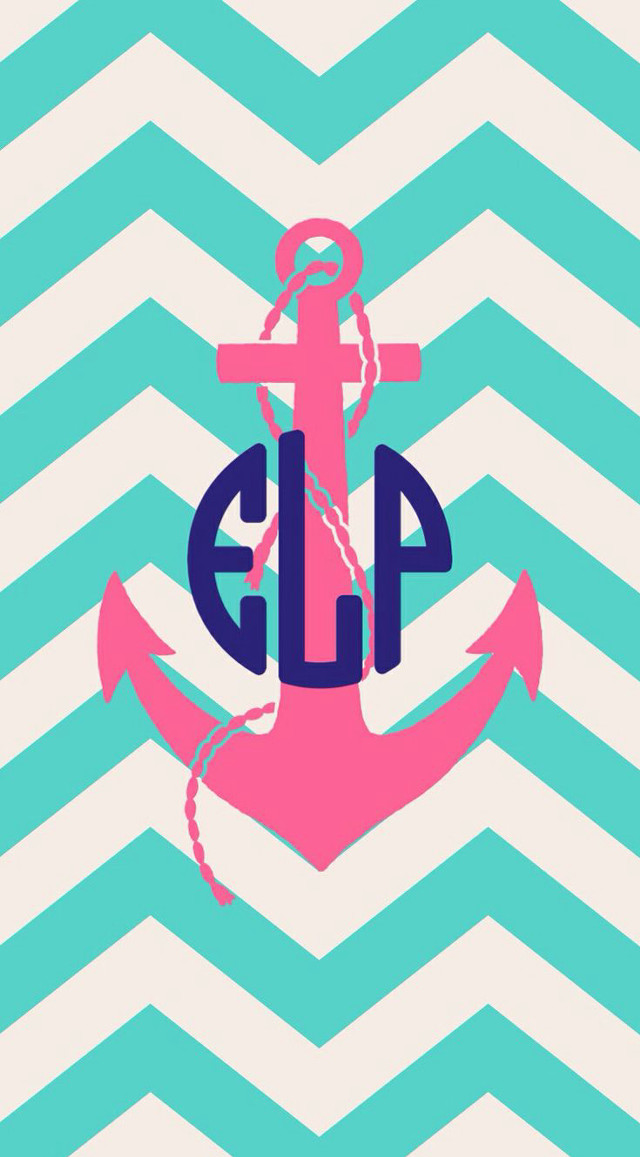 Pink anchor blue white chevron free wallpaper for mobile - medium preview image