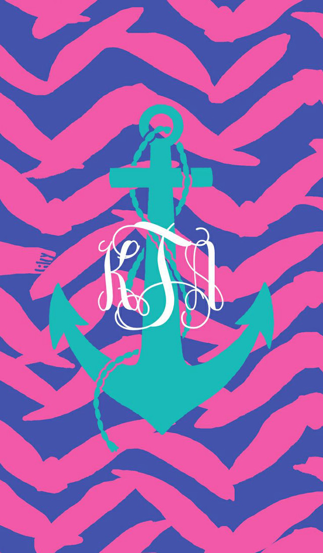 Pink blue background anchor monogram free wallpaper for mobile - medium preview image