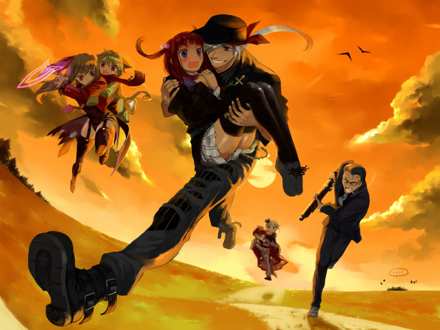 Flying people grass dirt sky free wallpaper for desktop - medium preview image