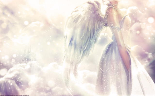 Woman white dress angel wings #3 free wallpaper for desktop - medium preview image
