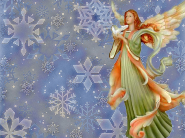 Angel candle snowflakes painting winter free wallpaper for desktop - medium preview image