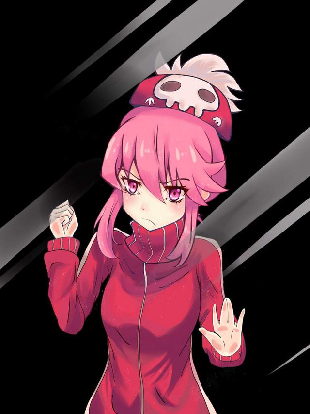 Girl pink hair skull black free wallpaper for mobile - medium preview image