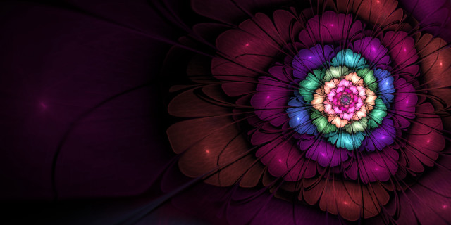 Colorful flower purple center fractals free wallpaper for desktop - medium preview image