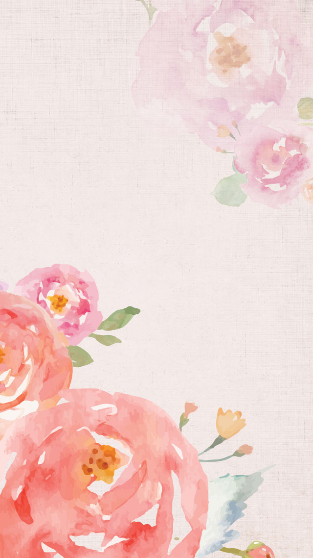 Pink flowers watercolor moon arts free wallpaper for mobile - medium preview image