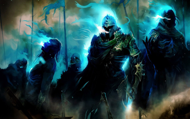 Dark forest armor fire glow free wallpaper for desktop - medium preview image