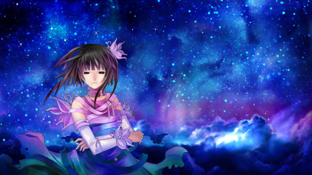Girl purple dress cloud sky free wallpaper for desktop - medium preview image