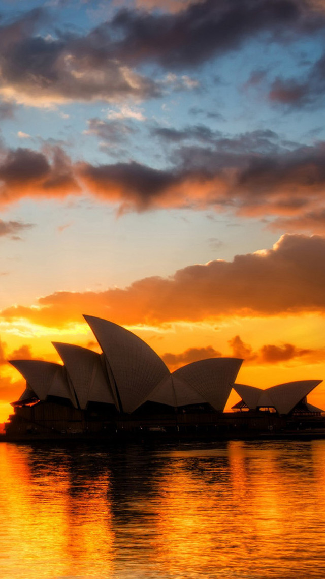 Sunset sydney opera house australia free wallpaper for mobile - medium preview image