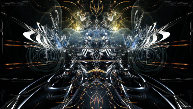 Futuristic black gold accents white free wallpaper for desktop - medium preview image