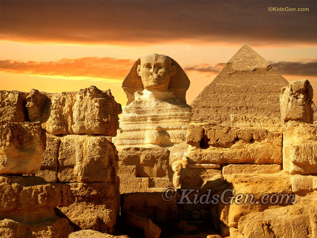 Sphinx pyramid sunset pink yellow free wallpaper for desktop - medium preview image