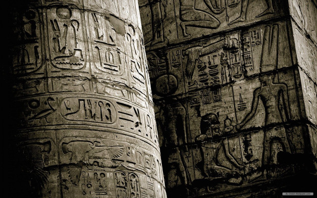 Egyptian columns writing clock wall free wallpaper for desktop - medium preview image